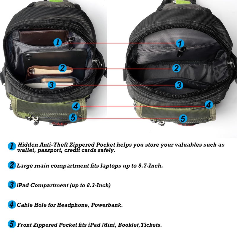 NICGID Sling Bag Chest Shoulder Backpack Crossbody Bags for Tablet Laptop Outdoor Hiking Men Women - Image 5